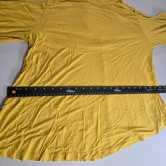 Forever 21 Blouse Women's 0X Yellow Long Sleeve Cold Shoulder Key Hole Back - Picture 9 of 16